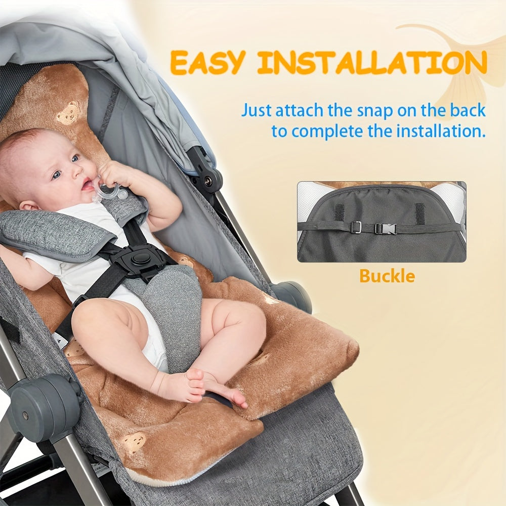 Soft and cozy stroller seat cushion for kids - with embroidery, provides year-round comfort, easily machine washable