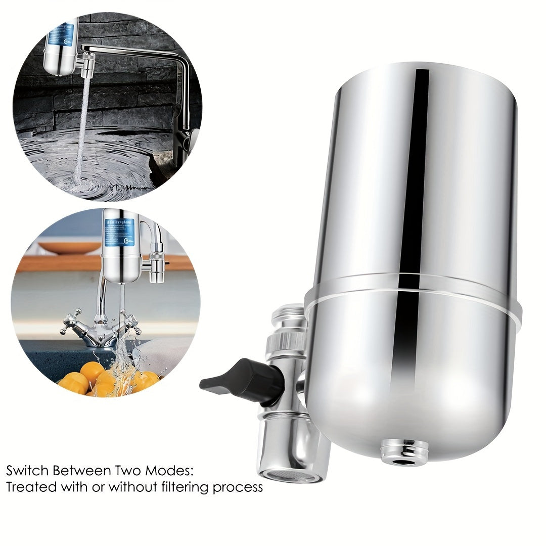 Household water purifier with electroplated finish for wholesale. Perfect for kitchen use, this faucet filter effectively filters tap water.