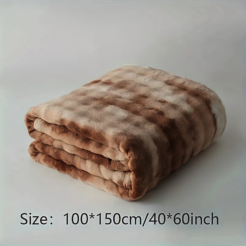 Soft and Cozy Gradient Bubble Fleece Throw Blanket made with Milk Velvet, Perfect for All Seasons. Versatile Nap Blanket for Office or Sofa, with Traditional Style and Machine Washable Polyester Non-Woven Fabric.