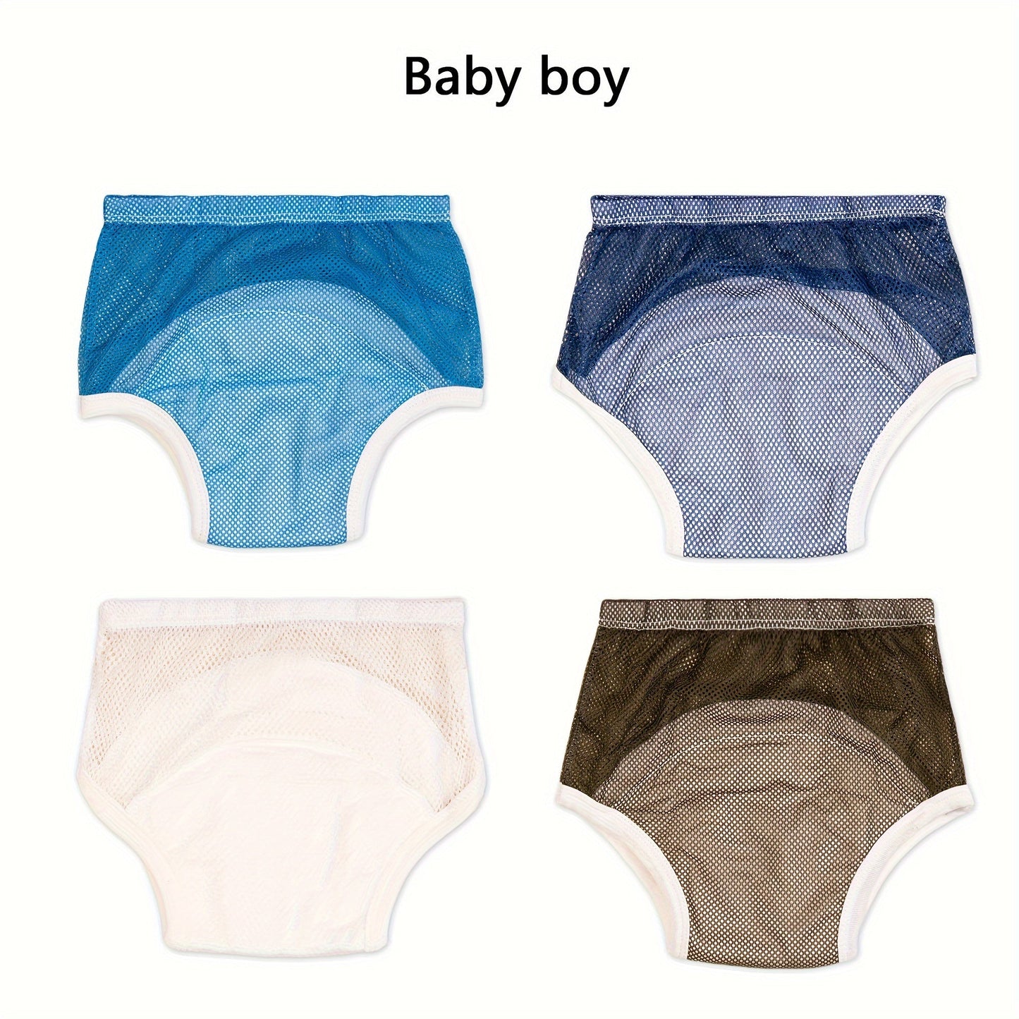 Set of 2/4 Breathable Mesh Potty Training Pants for Baby Boys - Plain Design Reusable Diaper Pants Perfect for Halloween and Christmas Gifts