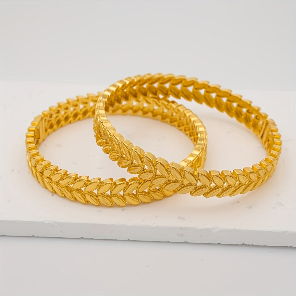 Luxurious and beautiful, this set of two Golden Elegant and Exquisite Hollow Open Bracelets are perfect for adding a touch of glamour to any outfit. With a design that radiates golden glory, these bracelets are an ideal gift for the Middle East Saudi