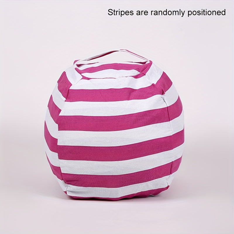 Bean bag chair cover with stripes in a 1-pack, designed for kids. Can fit multiple sizes of stuffed animals and has a zipper for easy access. Doubles as a portable quilt organizer and creative floor cushion sofa for children.