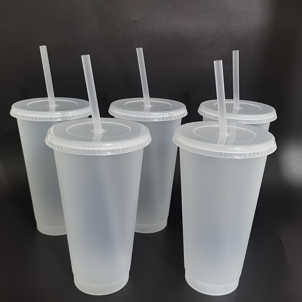 WIYYH 24oz Plastik Su Stakanlari Qopqoq va Qalamlar Bilan - 5/10 Paket Qayta Ishlatiladigan Oqimga Qarshi Stakanlar Partiyalar va Tadbirlar Uchun - BPS-Siz - Faqat Qo'lda Yuvish