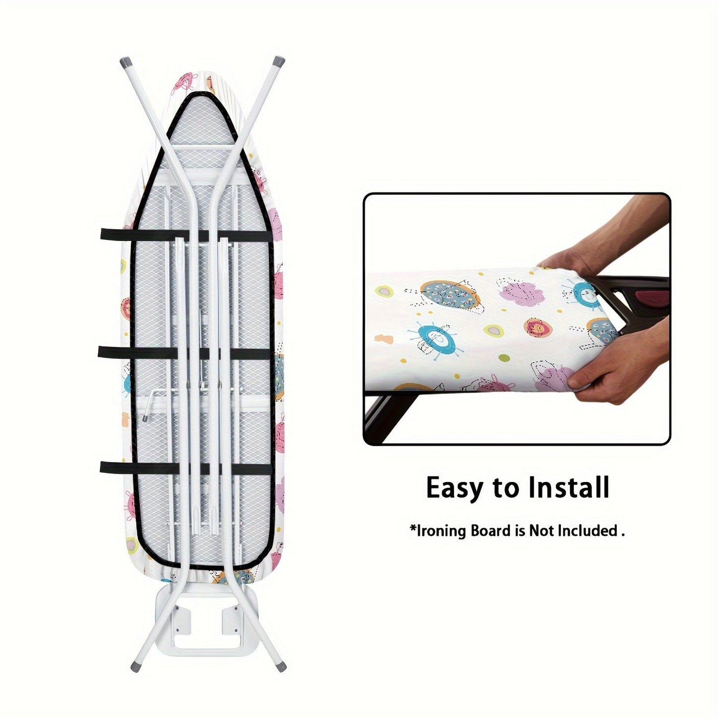 Protect your ironing station with this small items print protective cover, perfect for keeping dust off your laundry while adding a stylish touch to your home accessories. A must-have for any clothing store or laundry room.