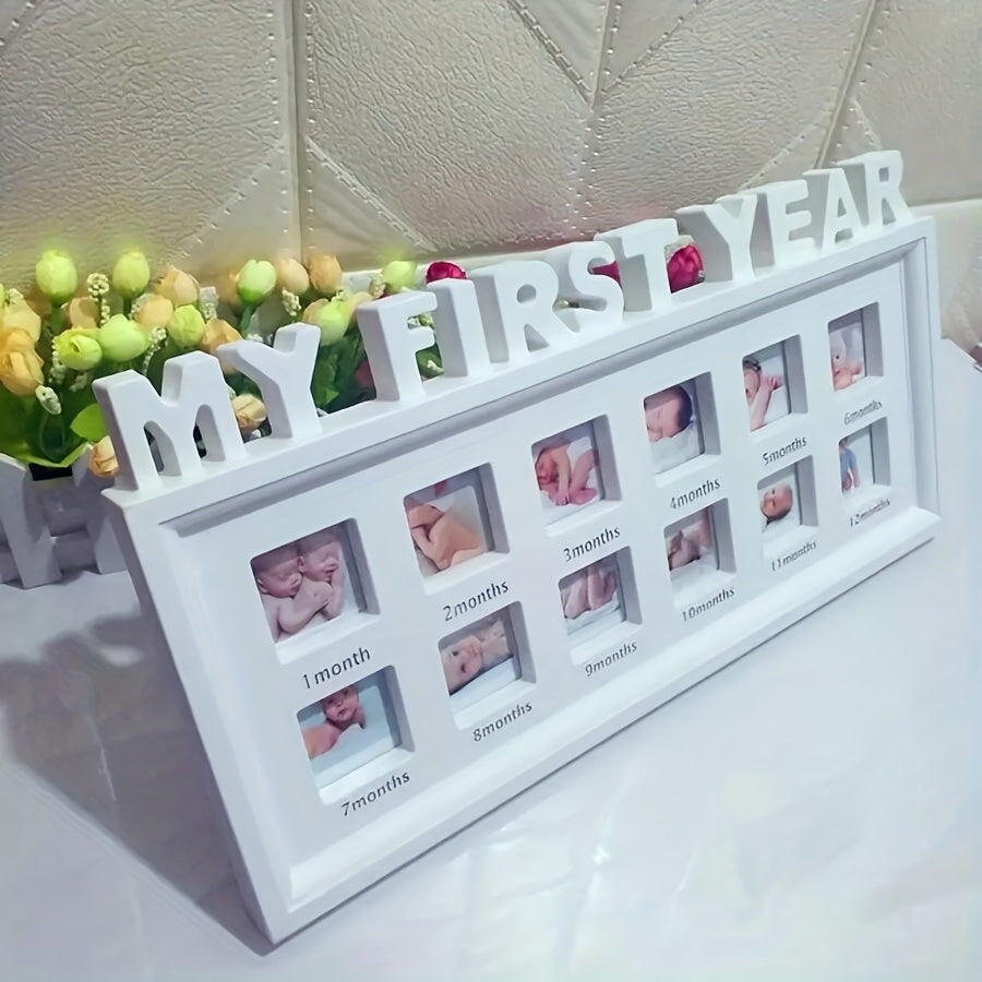 Unique One Year Old Full Moon 12 Month Anniversary Picture Frame Stand - Capture your child's growth with this versatile photo frame, suitable for hanging on the wall or displaying on a shelf. Perfect for gifting this Christmas!