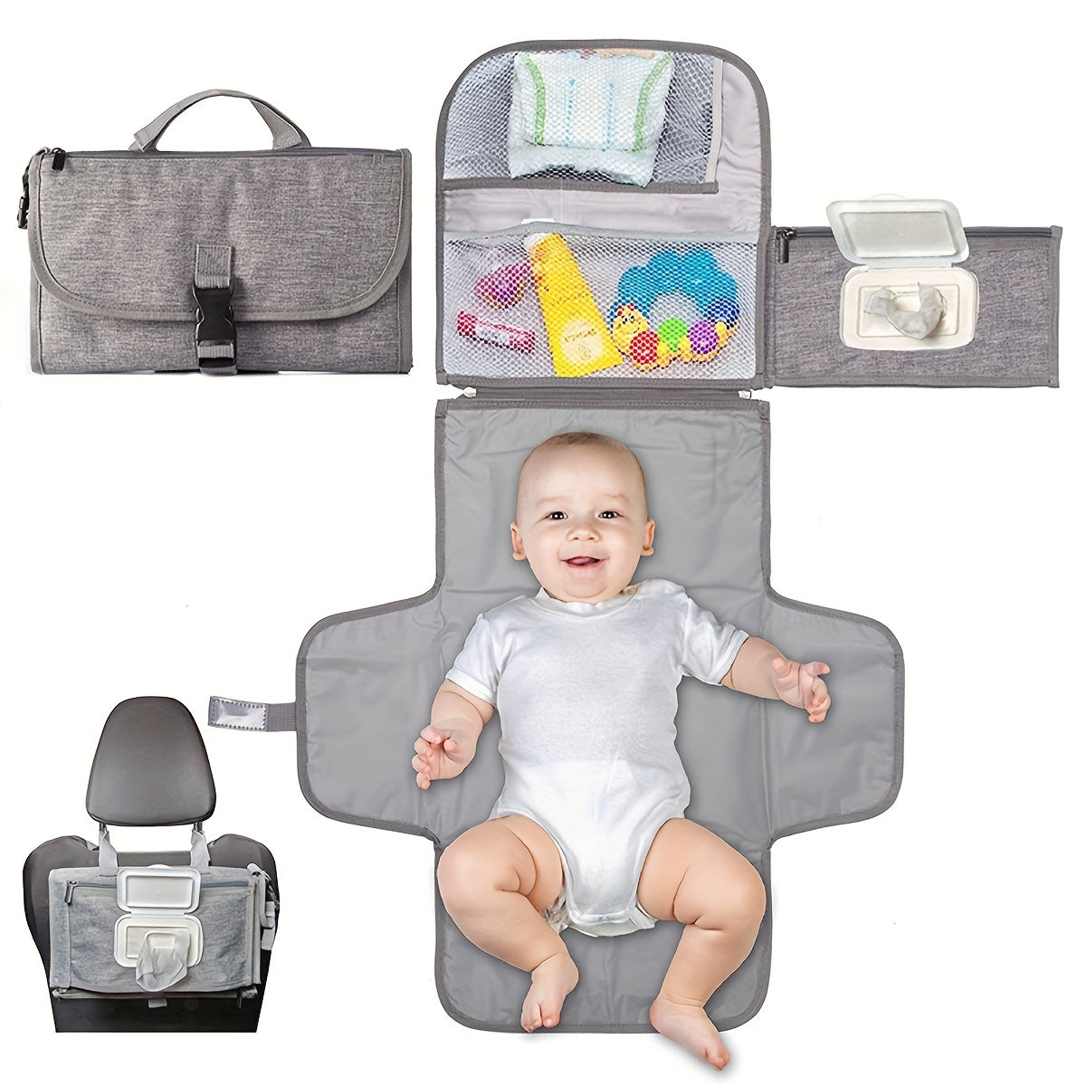 Waterproof baby diaper changing pad for convenient outings with mother and baby, offering multifunctional use.