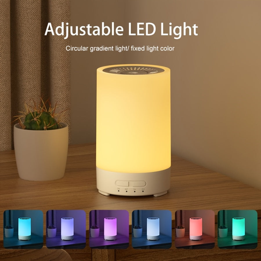 1pc USB powered Soundwave technology humidifier with aroma diffuser, 7 adjustable colors of atmosphere light, button control, silent cold mist, and small household size for bedroom.