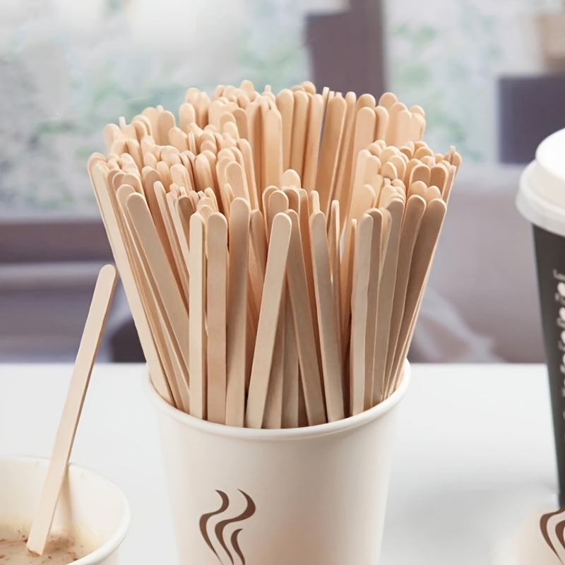 500 pieces of Wooden Coffee Stir Sticks, measuring 13.97cm each. These disposable beverage mixers have a smooth end and are perfect for stirring coffee, cocktails, and other drinks. Ideal for holiday-themed events such as Christmas, Halloween, Easter