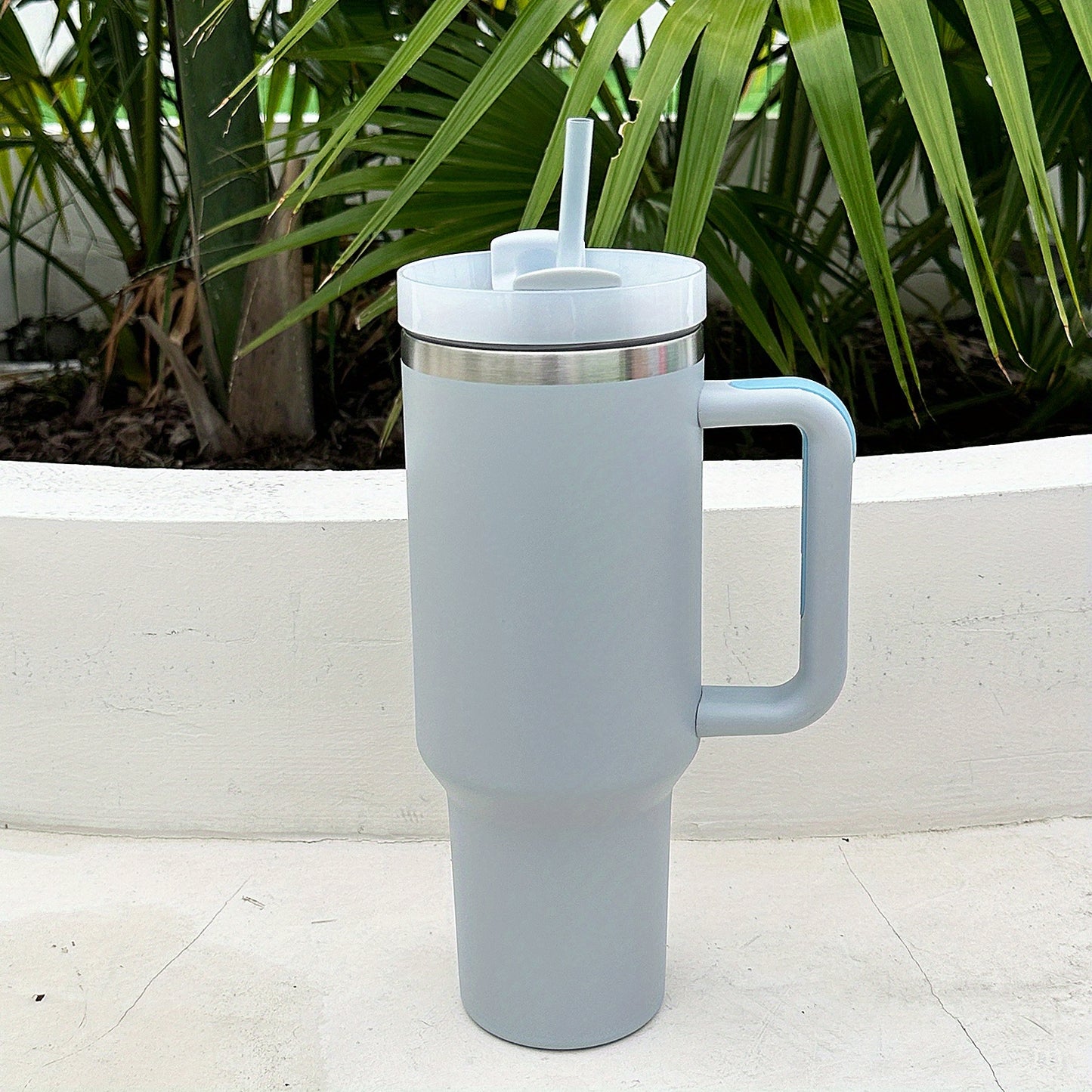 1 40oz Stainless Steel Double Wall Tumbler with Lid, Handle, Heavy Duty Water Bottle, Summer Drinkware & Kitchen Item.