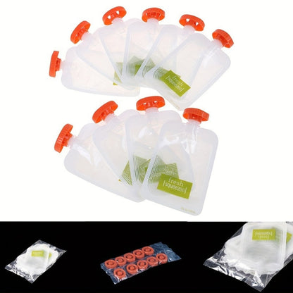 Set of 10 Reusable Squeeze Pouches for Purees & Dispensing Food – BPA-Free PC (Polycarbonate) Resealable Containers – No Need for Electricity – Convenient Kitchen Accessory for Preserving Food