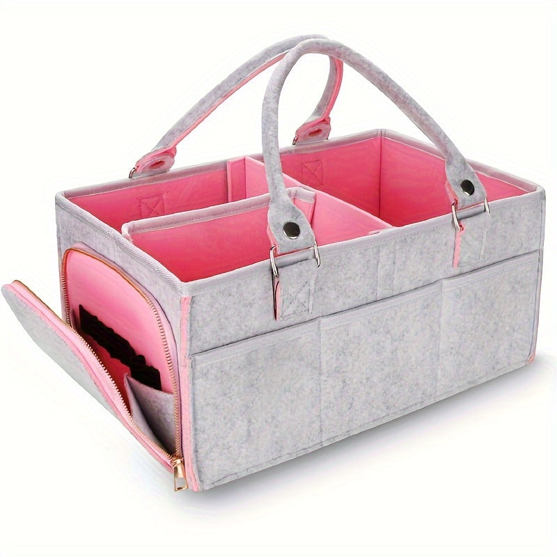 Felt Diaper Bag with Spacious Storage, Side Pockets, and Zipper Closure - Perfect for Diaper Organization