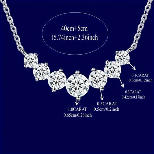 2.8 Carats Moissanite Seven Star Row Diamond Necklace made of 925 Sterling Silver for the Wedding Bride And Groom, perfect for Halloween Matching Dress Banquet. This Hypoallergenic, Fashionable and Classic piece is ideal for Date Parties, Vacation