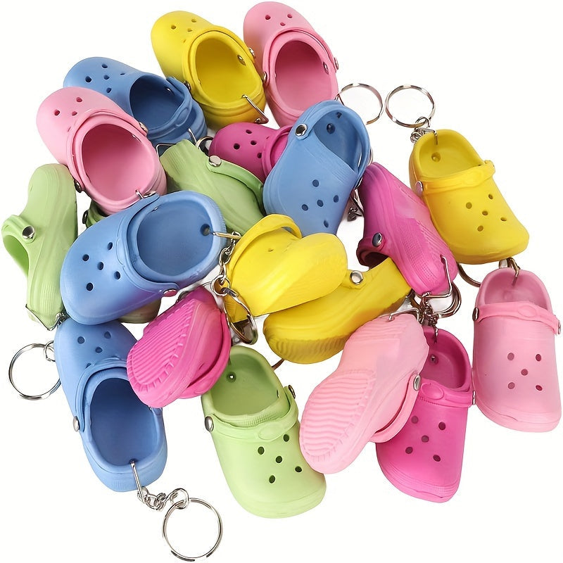 Set of 20 Mini Keychains - Silicone Shoe Charms available in 5 Colors, Ideal for Bags & Keys, Durable & Convenient Accessory for Women, Men, Girls, Boys - Great Gift Idea