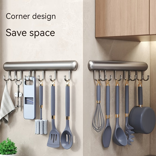 1pc Punch-free Kitchen Wall-mounted Hook for Spatulas, Spoons, Keys. Made of Space Aluminum.