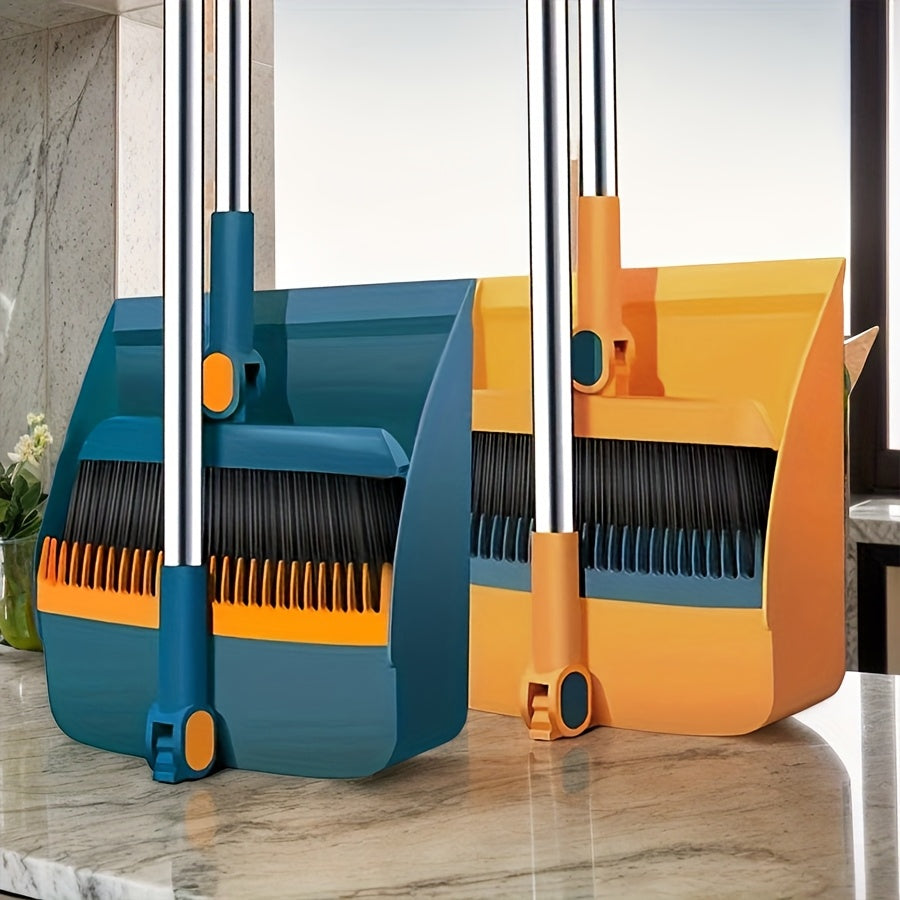 Premium Home Cleaning Broom and Dustpan Set with Extendable Handle - Featuring Innovative Pet Hair Remover with Comb Teeth Design for All Areas of the Home - Ideal for Living Room, Bedroom, Kitchen, and Hard Floors - Made with Durable Unflagged Bristles