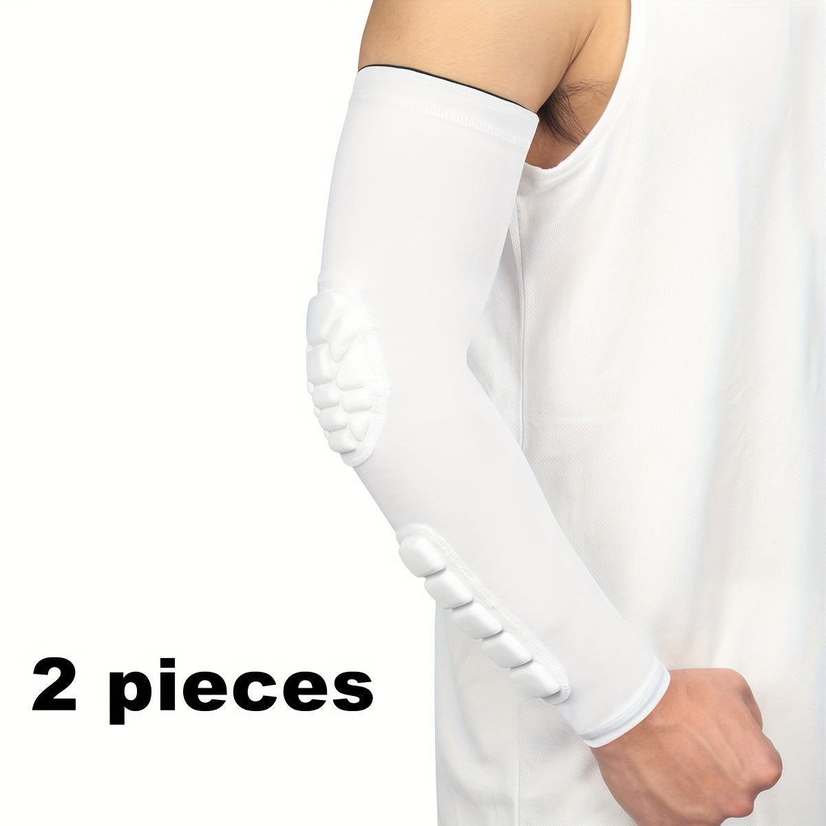 Sports arm guard with detachable honeycomb pad, anti-slip strip. Suitable for multiple sports.