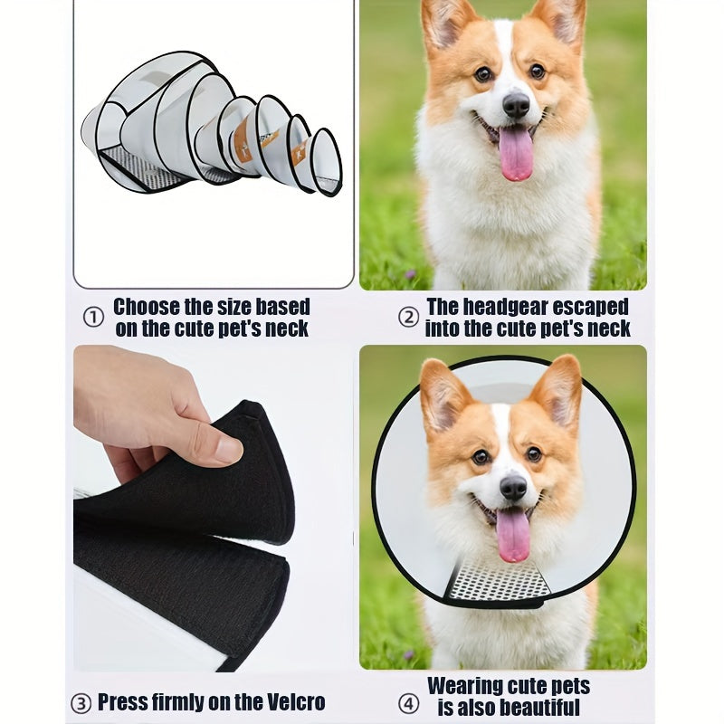 Pet protective cone made of PP material for dog grooming, bath, and cat safety. Ideal for veterinary use.