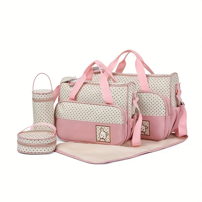 Popular Fashion Diaper Bag Set with Waterproof Design for Moms - Includes 5pcs of Multi-functional Mother Bag with Large Capacity, Portable One-shoulder Diaper Bag - Perfect Gift for Christmas, Halloween, Thanksgiving