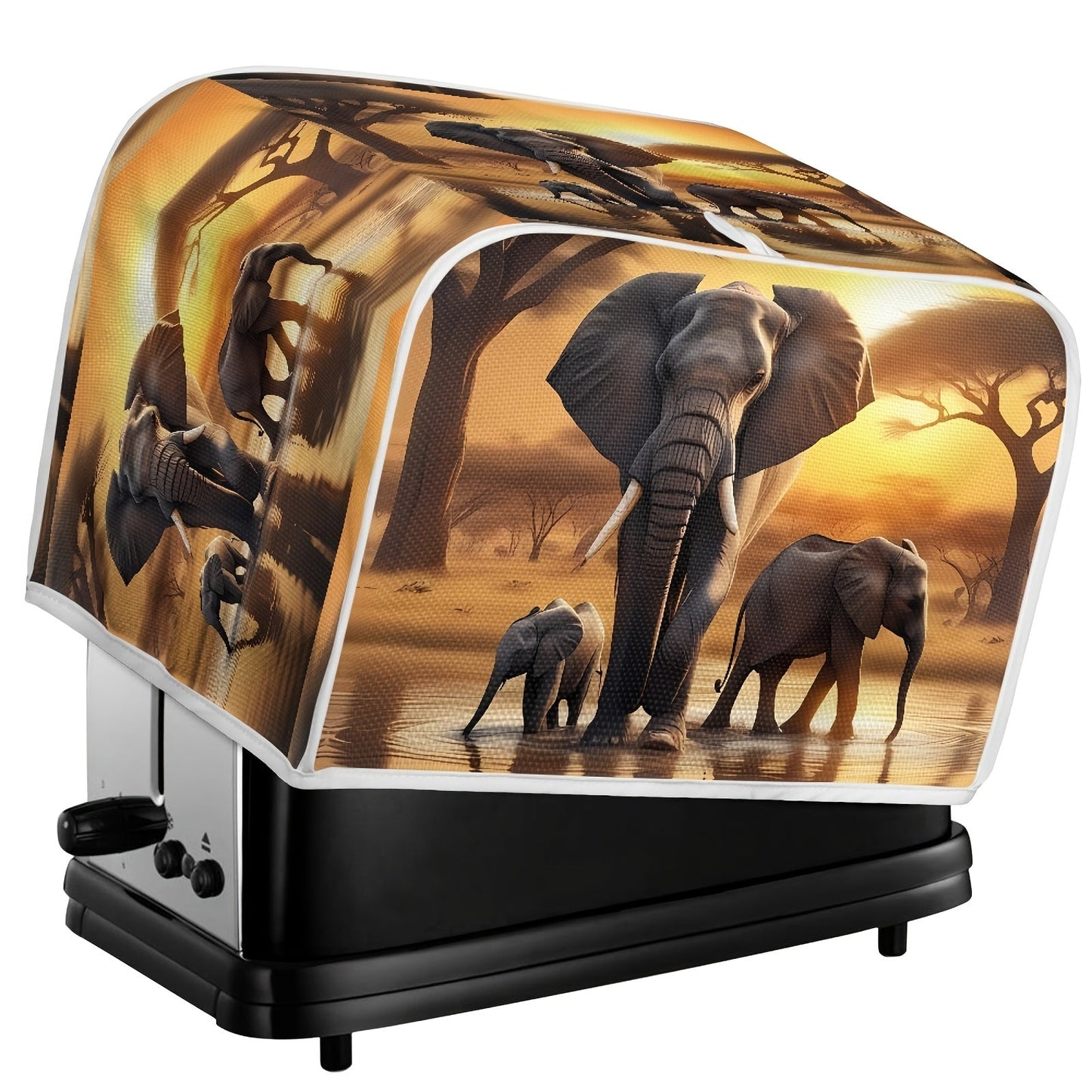 Universal Fit Elephant Toaster Cover, Non-Electric, Dustproof, Grease & Fingerprint Resistant, Machine Washable - Food-Safe Appliance Protector for Kitchen Decor.