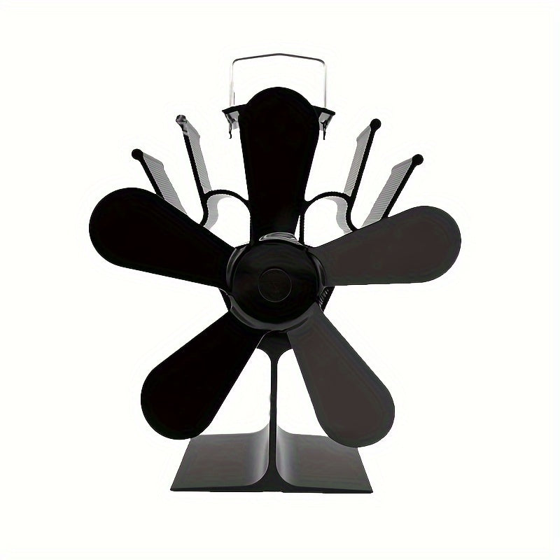 Introducing the Xpxhaous Portable Metal Fireplace Fan: A 5-Blade Design Fan for Home Heating, Self-Starting Stove Fan, No Electricity Required. Includes Multiple Components for Outdoor Ice Fishing and Home Decor.