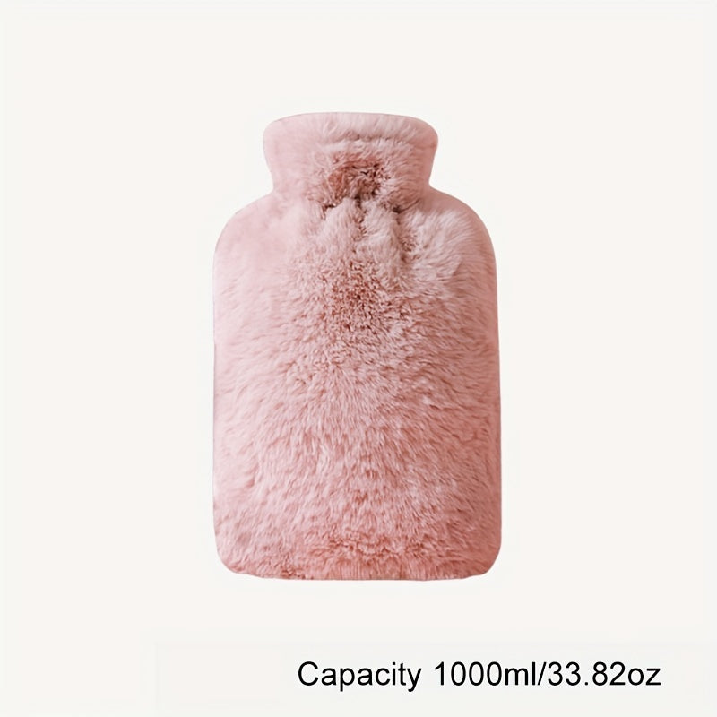 1pc PVC Plush Hot Water Bag, 1000ml/2000ml size, explosion-proof, anti-scalding, large capacity hand warmer for bed.