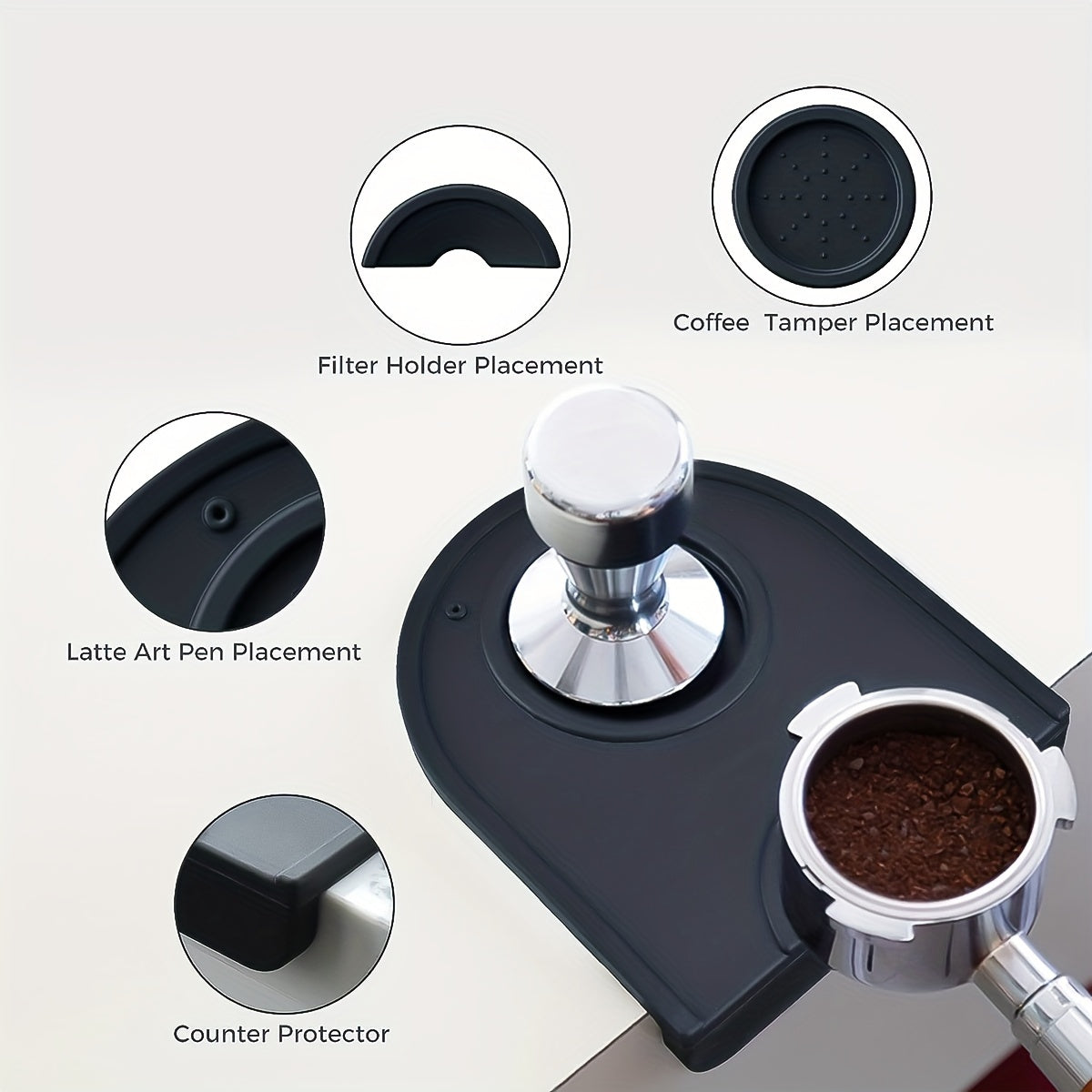 Espresso Tamping Mat - Black Silicone Pad for Coffee Tamper, Food-Grade Espresso Station Accessory