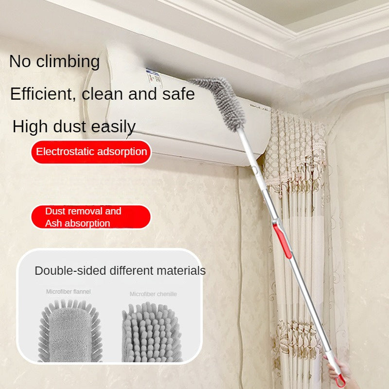 Extendable Microfiber Feather Duster with Electrostatic Dust Removal, Dual-Sided Cleaning Brush. Effortlessly clean high areas without climbing, making it efficient and safe for use on ceilings, walls, floors, carpets, and in the living room, bedroom