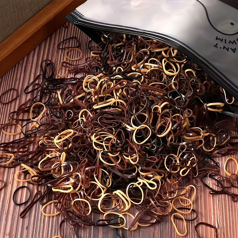 1000pcs of Disposable Rubber Bands in Color Series for Girls' Casual Hair Styling