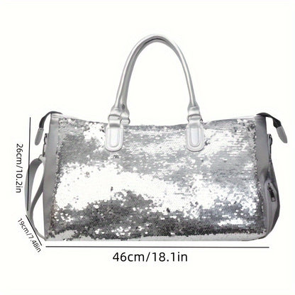 2024 New Fashion Sequined Single Shoulder Crossbody Travel Bag for Women, Large Capacity and Versatile Fitness Tote.