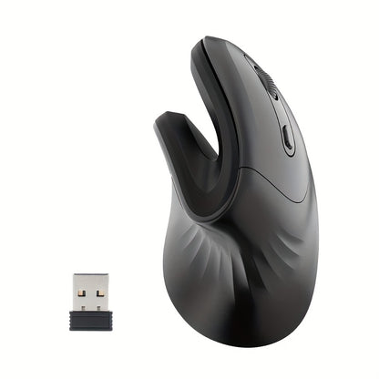 Battery-powered ergonomic wireless mouse designed for gaming and compatible with Windows XP for use with PC or laptop in a home office.