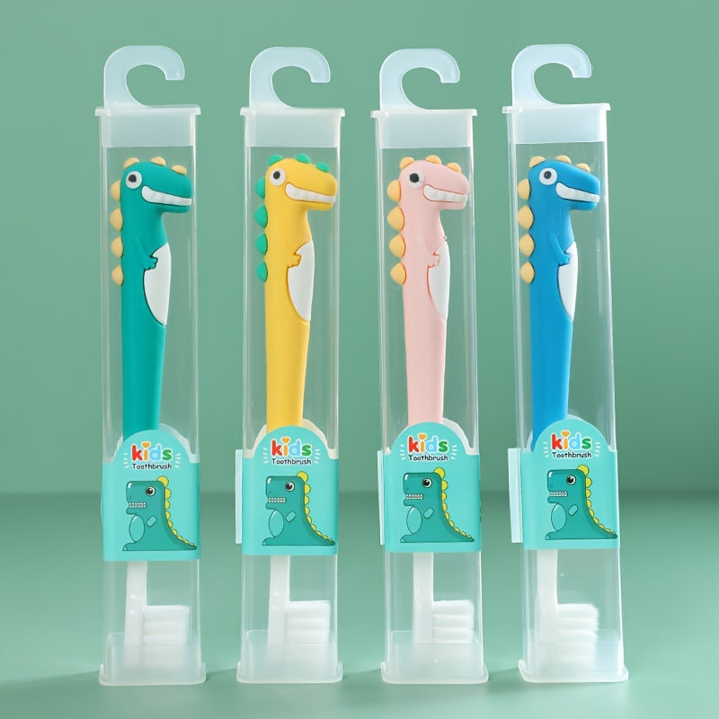 Toothbrush with Soft Bristles and Cute Cartoon Dinosaur Design, Individually Packaged