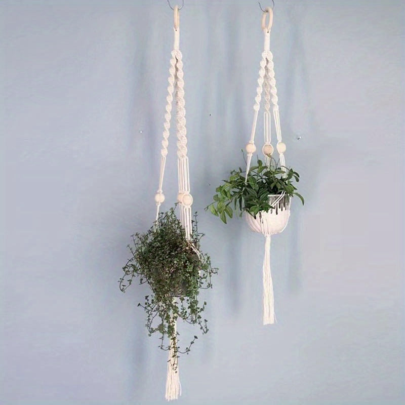 2 Pack Macrame handmade plant hanger for indoor pots, perfect for climbing plants.