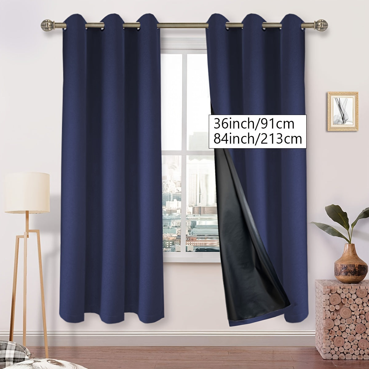 Blackout Faux Linen Imitation Textured Curtains with Grommet Top - Ideal for Bedroom, Living Room, Home Décor