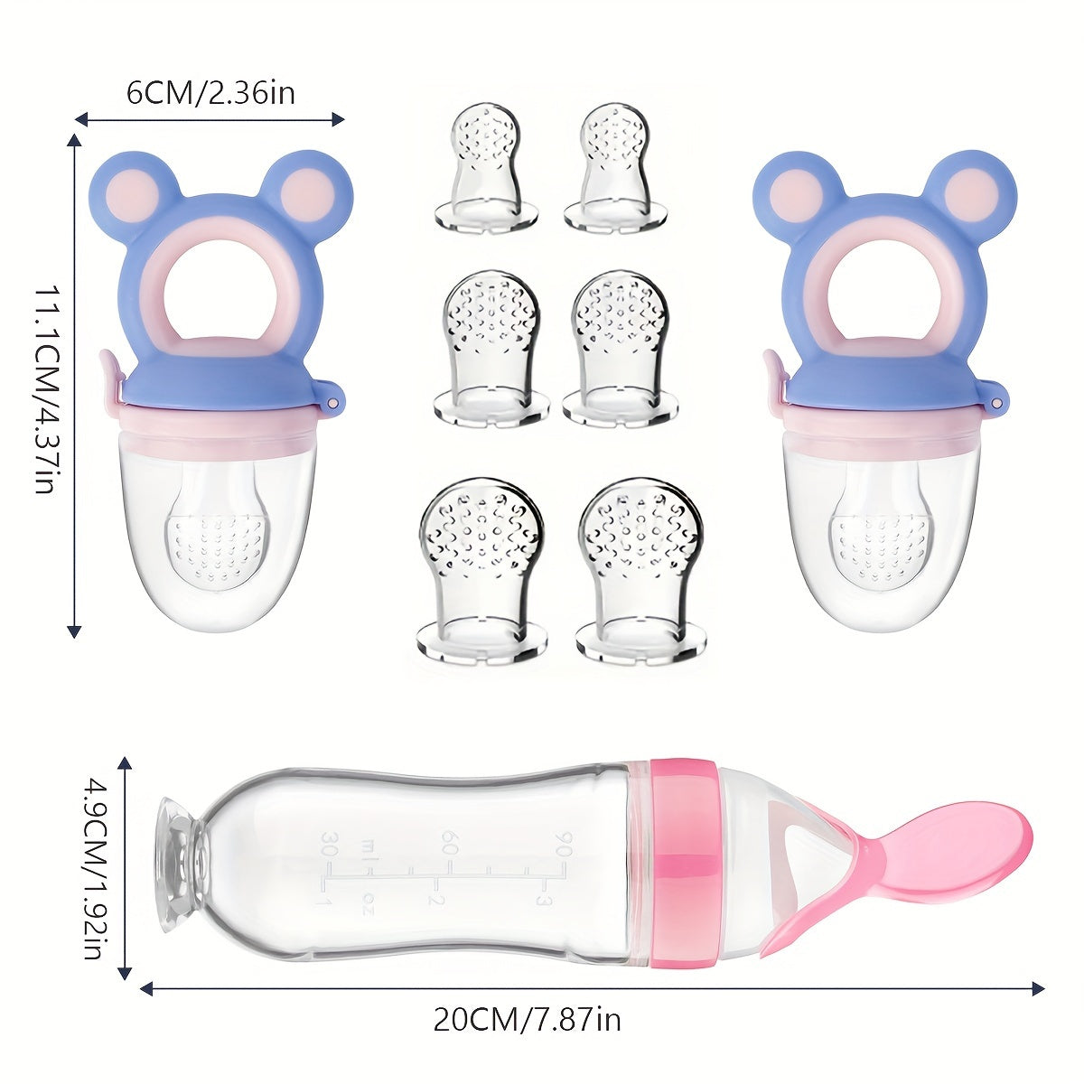 TYRY.HU 9-piece Children's Feeding Set - Adorable Silicone Fruit & Vegetable Feeders with Handles, Made from BPA-Free Food Grade Materials, Ideal for Adding Nutrition and Gifting during the Holiday Season, Autumn Festival, and Thanksgiving.