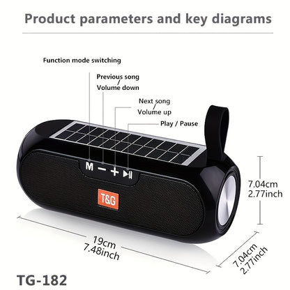 TG182 Solar Speaker is a versatile wireless speaker that supports various devices and features, including mobile phones, tablets, computers, and TVs. It has 10W power output and supports