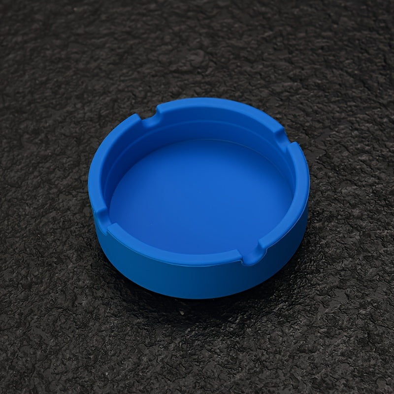 Round silicone ashtray for home or office use, suitable as a gift.