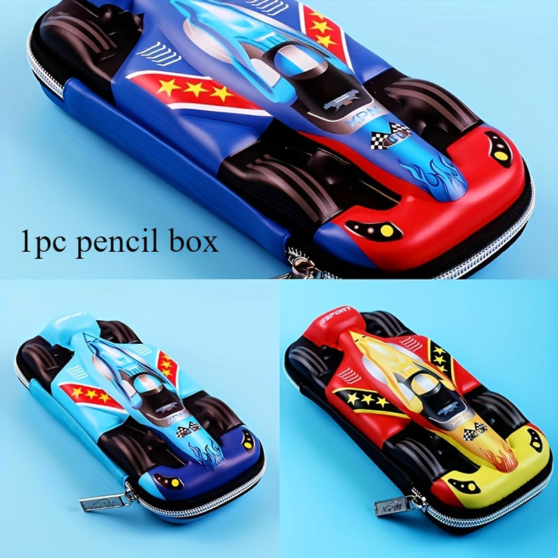 Car-shaped pencil case with large capacity and creative design for students.