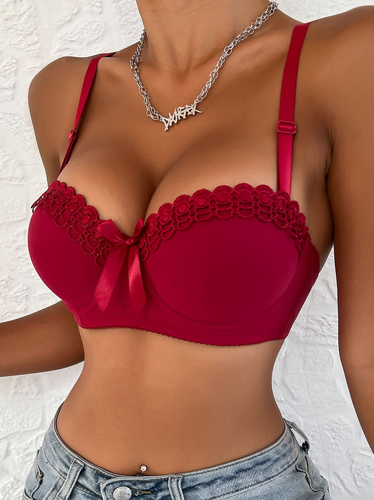 Wireless cami bra with scallop lace trim, sexy and comfy push up style. Perfect for women's lingerie.