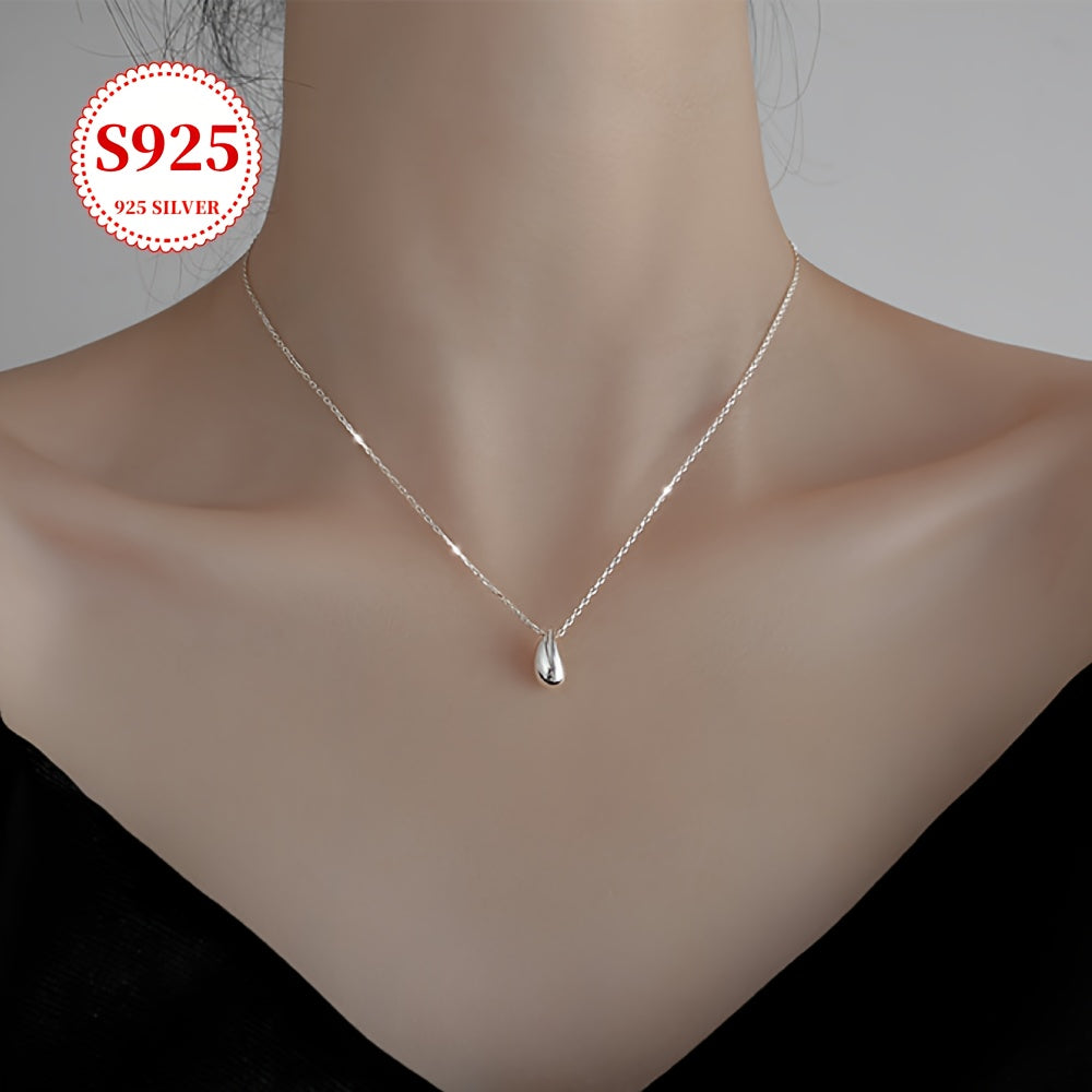 Stunning Teardrop Pendant Necklace for Women in 18K Gold Plated 925 Sterling Silver, Hypoallergenic and Minimalist Design, Stylish Clavicle Chain, Ideal for Everyday Wear, Great Valentine's Day Gift, Comes with Anti-Tarnish Box - Available in White Gold