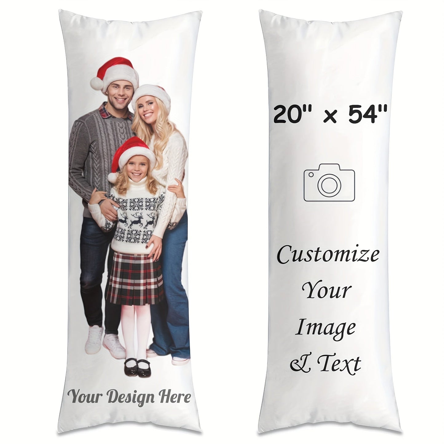 Personalized Photo Body Pillowcase, Custom Plush Cover, Ideal Gift for Loved Ones, Features Double-Sided Print, Made with Luxurious Short Plush Material, Designed to Fit 20x54 inch Insert, Recommended for Ages 14 and Up.