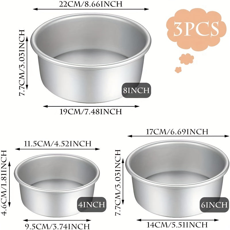 Removable Bottom Round Cake Pans Set - 10.16, 15.24, 20.32 cm Sizes
These easy-release hard anodized aluminum baking molds are perfect for daily use or special occasions such as birthdays, weddings, parties, and more. Also suitable for muffins and