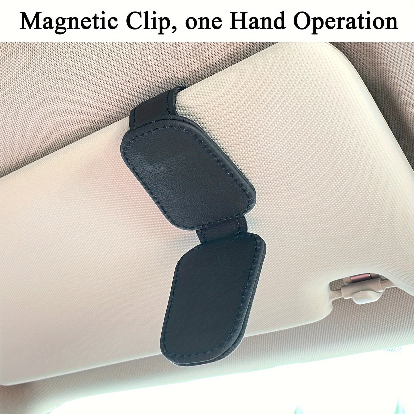 Sunglasses Holder for Car - Magnetic PU Faux Leather Clip for Visor, Glasses Hanger Accessory for Car Interior - Perfect Gift for Men and Women on Christmas or Birthdays