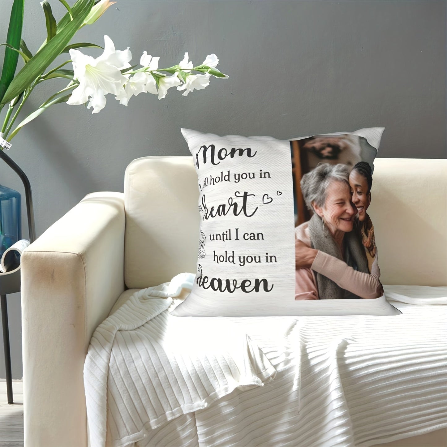 Personalized Photo Pillowcase: Mom, Forever in My Heart - Thoughtful Gift for Family, Home Decoration, Memorial Keepsake for Remembering a Loved One (Pillow Core Not Included)