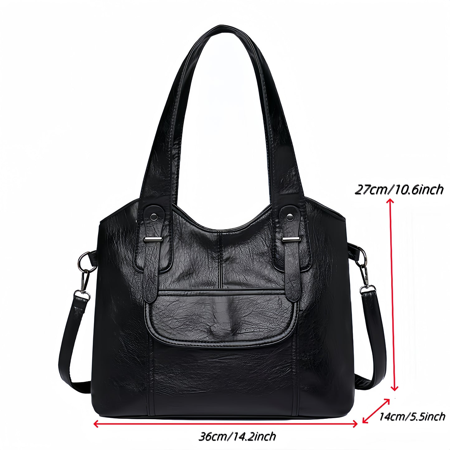 Stylish tote bag for women with large capacity, waterproof material, detachable shoulder strap, multiple compartments, button accents, and available in various colors.