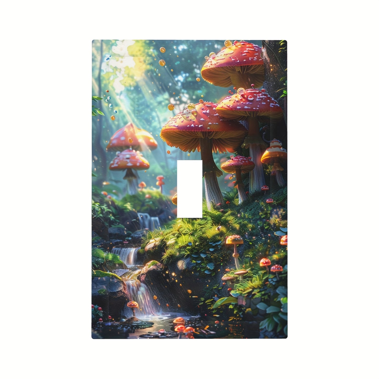 Modern decorative switch cover featuring mushrooms in a forest design. Ideal for bedroom, kitchen, or home decor.