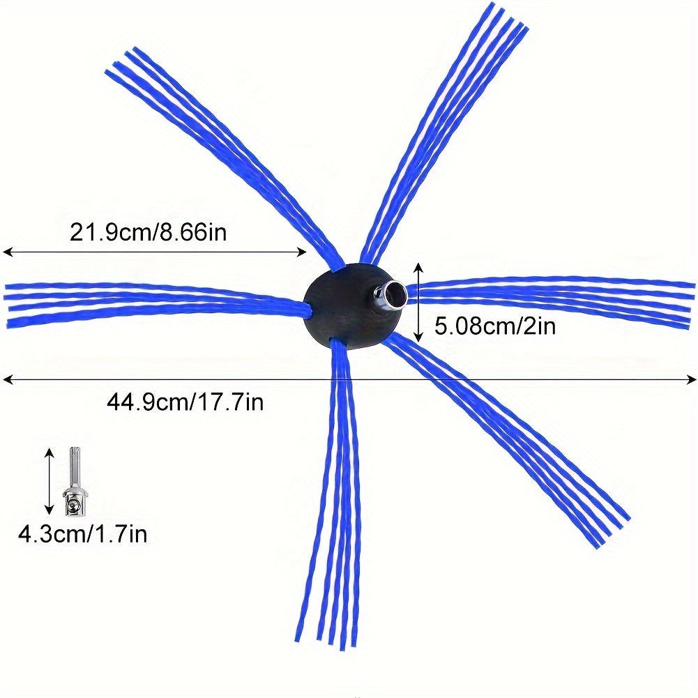 Long-lasting nylon chimney brush equipped with chrome-plated clip connector, ideal for maintaining firewood stoves and pellet cleaning, can easily replace strands when needed.