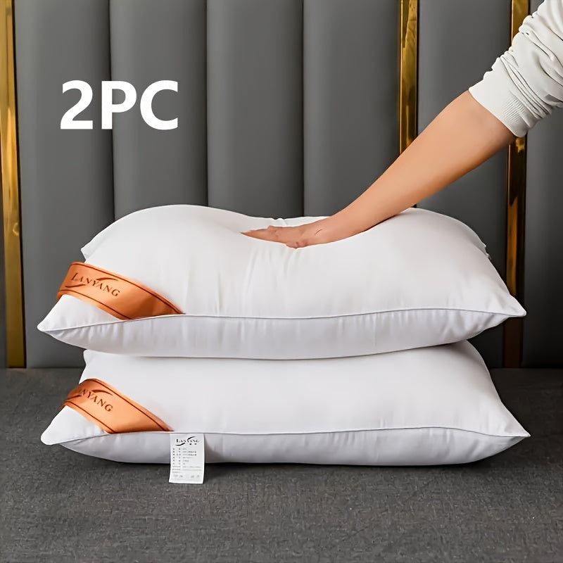 Luxurious High Pillow Combination Pack: Two White Rebound High Pillows for a Soft and Comfortable Sleep Experience. Perfect for Bedroom or 5-Star Hotel Home Use. Ideal for Single Adults.