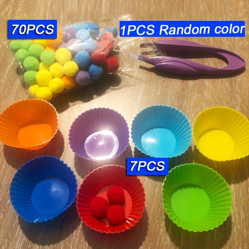 Children's educational toy: Colorful plush balls to help with sorting, counting, and concentration.