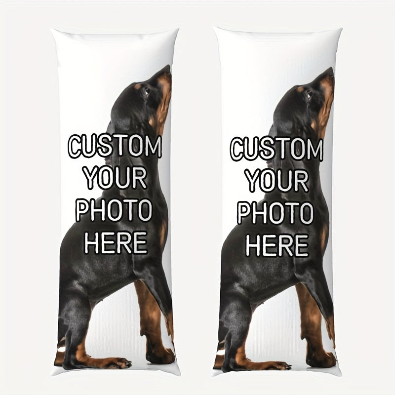 Show your pet love with our Personalized Pet Photo Body Pillowcase, measuring 50.8x137.16 cm. This plush hug pillow cover features a double-sided print of your beloved cat or dog, and is crafted from soft, breathable, and skin-friendly material for a