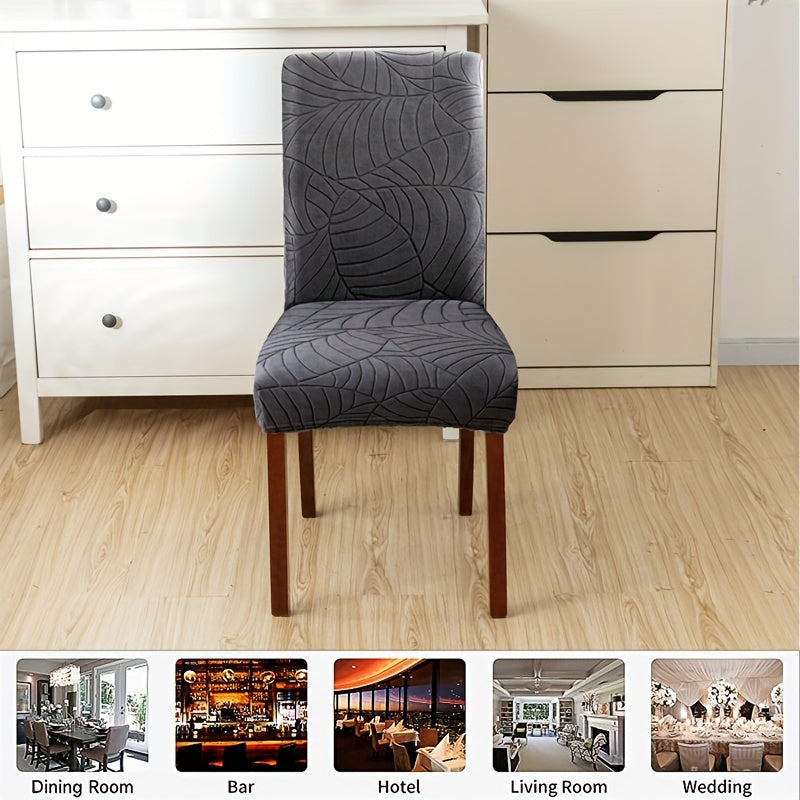 2/4pcs Leaf Jacquard Chair Covers, suitable for various chair sizes. Easy to install, non-slip, and provides protection for chairs in living rooms and kitchens.